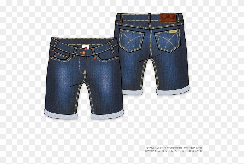 Fabric Vector Jeans - Short Denim Vector Clipart #3477851