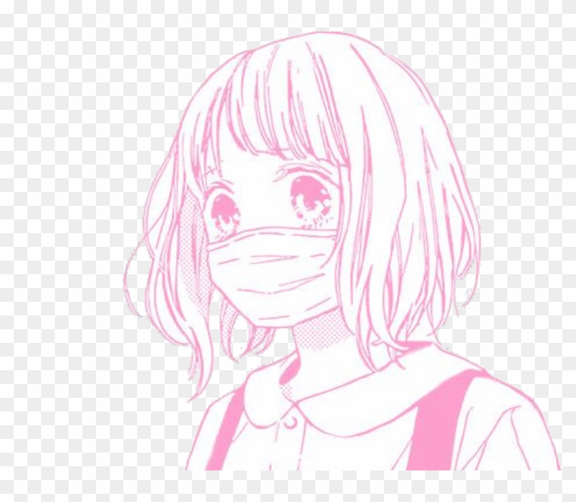 #anime #animegirl #manga #mask #japanese #kawaii #pink - Manga Girl Short Hair Clipart #3478058