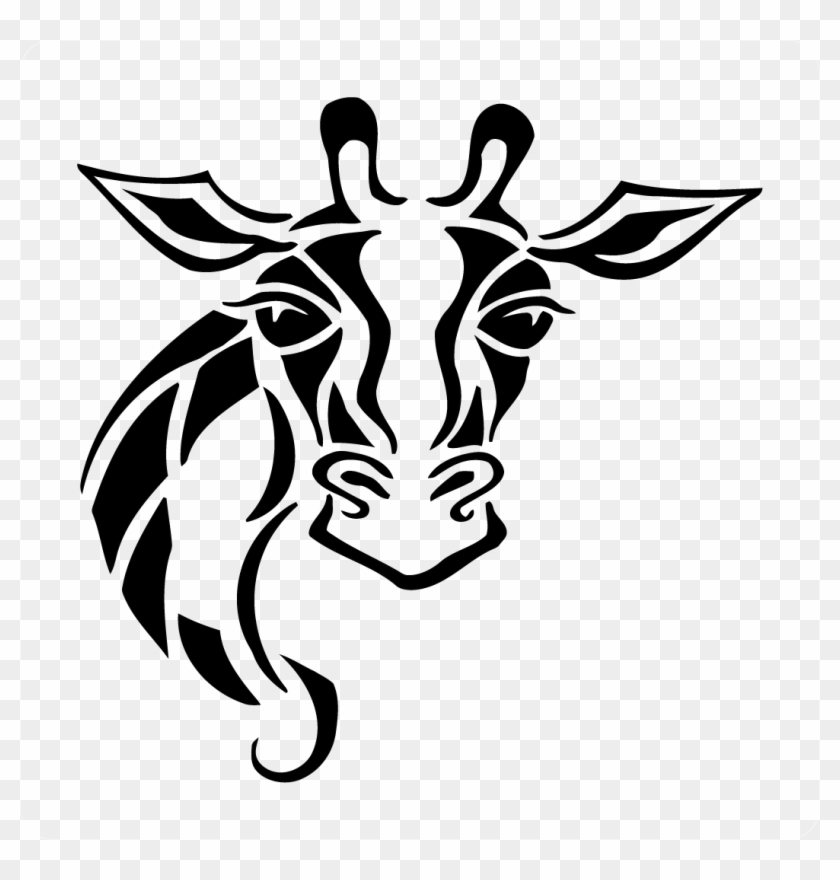Giraffe Head Decal - Dessin Tribal Girafe Clipart