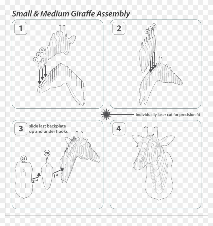 Juliette The Bamboo Giraffe Head - Line Art Clipart