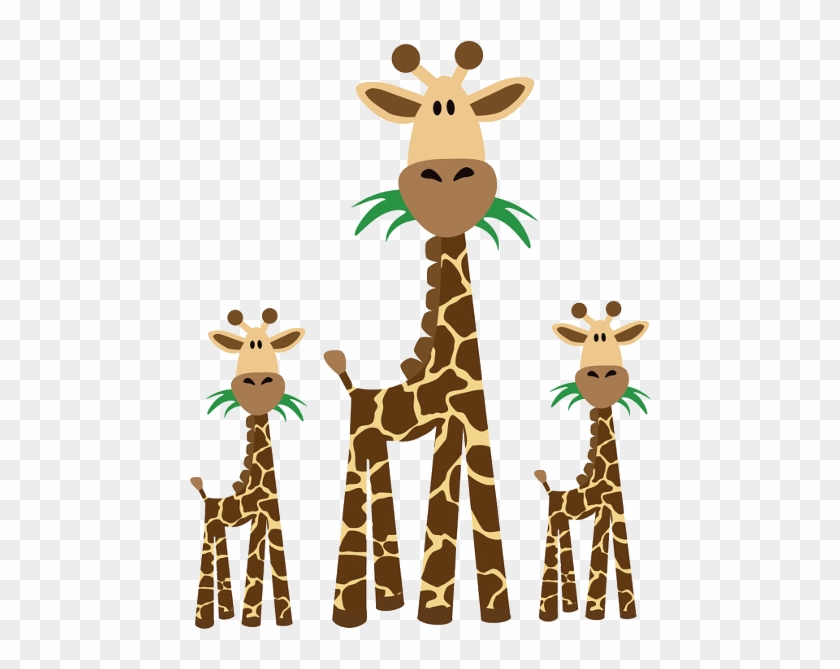 Baby Animal Clipart Giraffe - Cartoon Jungle Animals Clipart Giraffe And Baby - Png Download