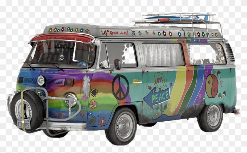 Download Flower Power Volkswagen Camper Van Transparent - Vw T2 Hippie Bus Clipart #3481017