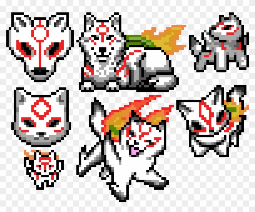 Amaterasu Stamp Sheet - Pixel Art Okami Clipart #3481733