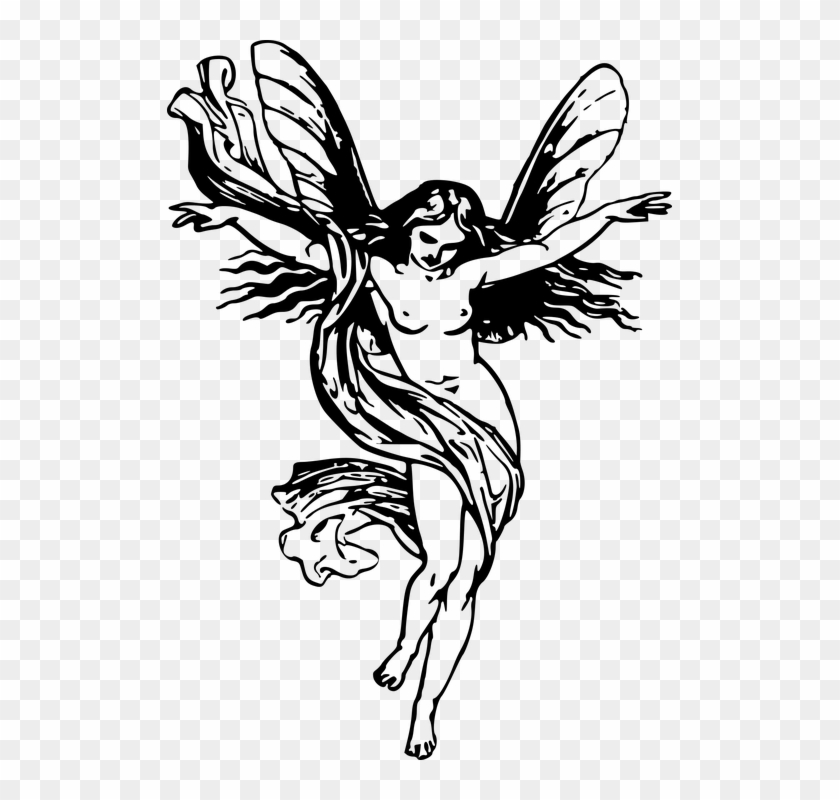 Angel Fairies Aloft Fairy Female Lady Naked Wing - Fairy Drawing Png Clipart #3482046