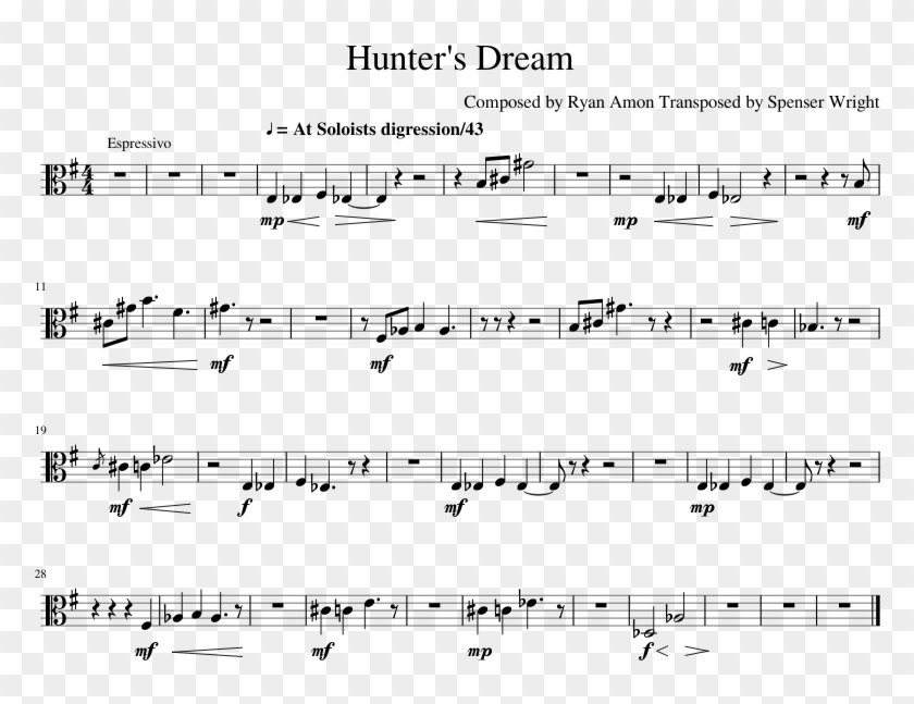 Hunter's Dream - Country Roads Trombone Sheet Music Clipart