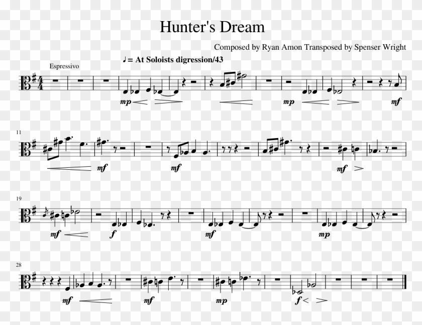 Hunter's Dream - Country Roads Trombone Sheet Music Clipart #3482097