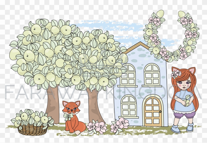 Fox Fairy Tale Animal Garden Cartoon Vector Illustration - Love You Clipart #3482463