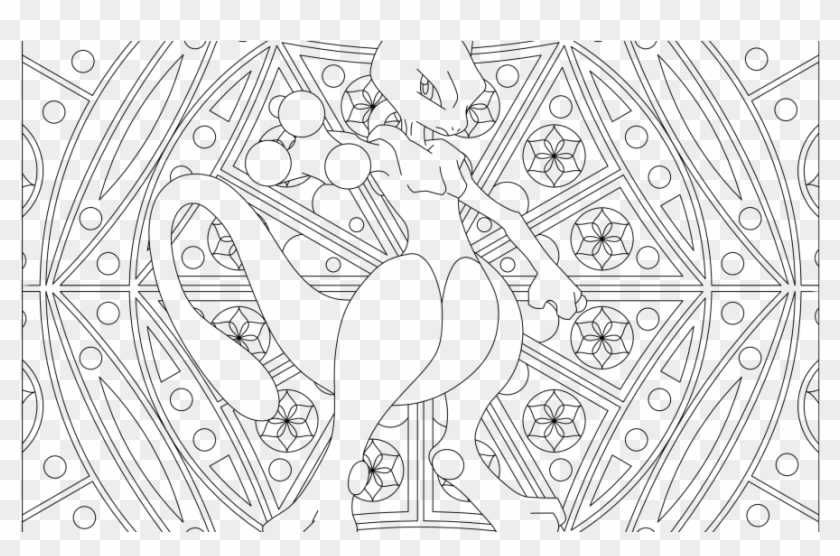 Mega Mewtwo X And Y Coloring Pages Ex Mew Pokemon Exceptional - Mandala Pokemon Mewtwo Clipart
