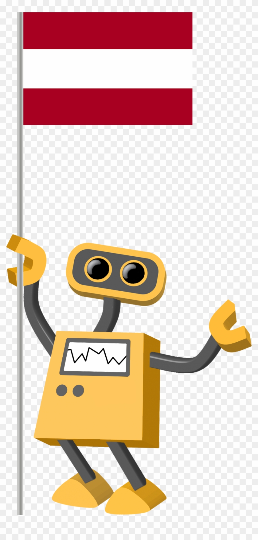 Flag Bot, Austria - Robot Holding Flag Clipart