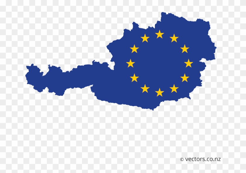 Eu Flag Vector Map Of Austria - Austria Black Map Clipart