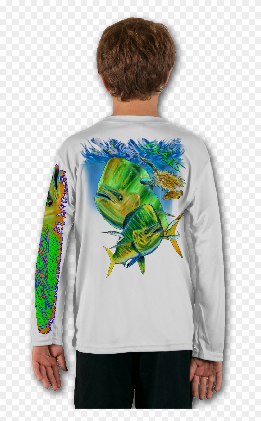 Mahi White Youth Solar Ls Back Performance Shirt - Shirt Clipart