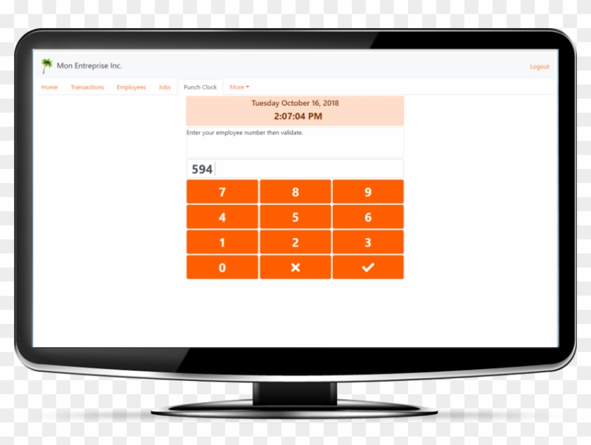 Timeclock On Computer - Transparent Tv Clipart Png