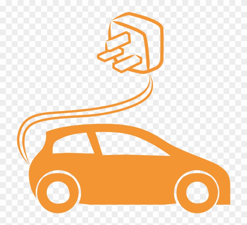 New Electric Vehicle Charging Point - Electric Car Icon Orange Clipart #3486616