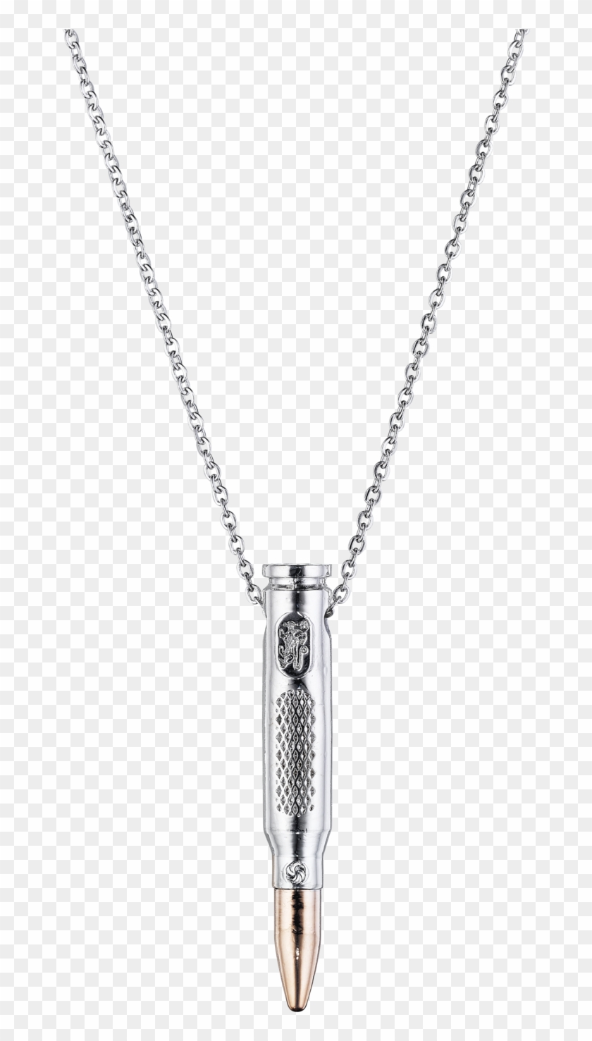Distressed Silver Bullet Necklace - Necklace Clipart #3487244