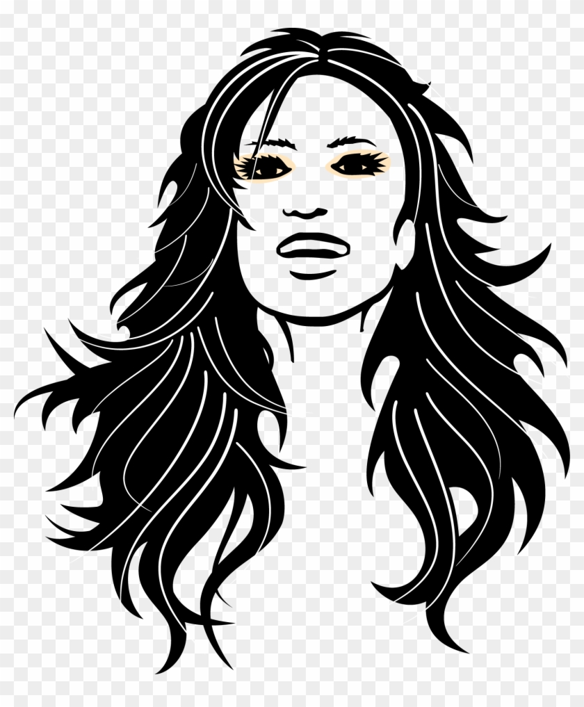Long Hair Woman Beauty Parlour Clip Art - Beauty Woman Line Art - Png Download #3487333