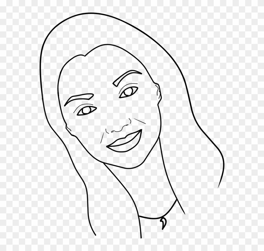 Woman Face Beauty Clipart Vector Sticker Outline - Clip Art Wanita - Png Download #3487829