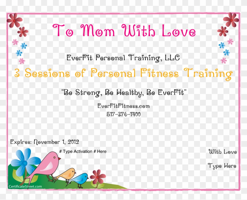 Customizable Gift Certificate - Gift Certificate For Mom Template Clipart