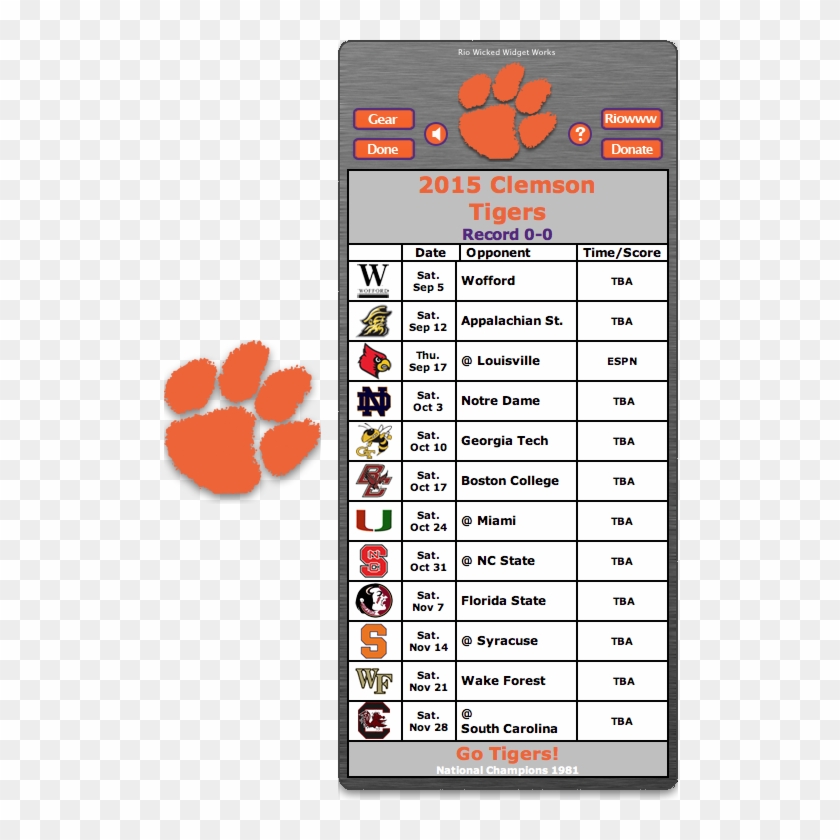 Clemson Schedule, College Football Schedule, Clemson - Clemson Football Loss 2016 Clipart #3490532