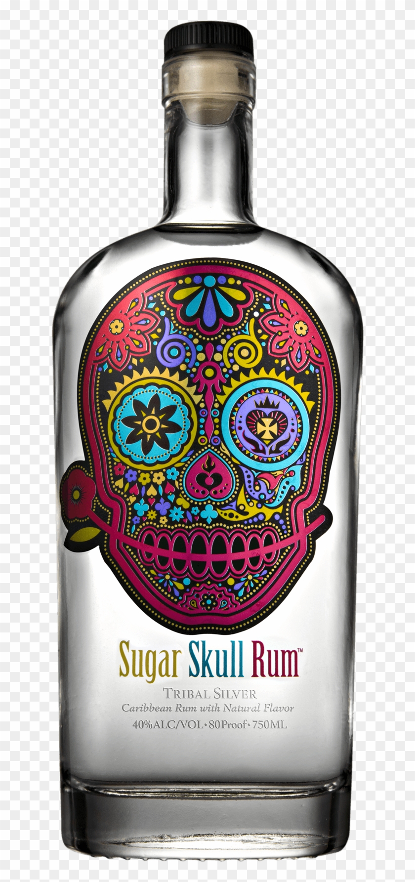 Sugar Skull Rum Tribal Silver Caribbean 750ml - Sugar Skull Rum Clipart