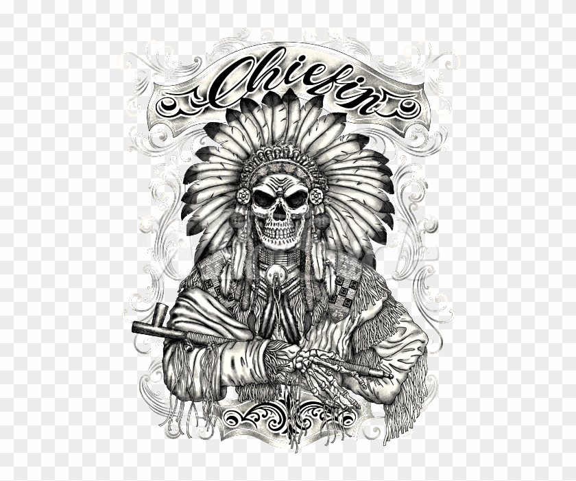 Chiefin' Skull Chief - Skull Chief Drawings Clipart #3490945