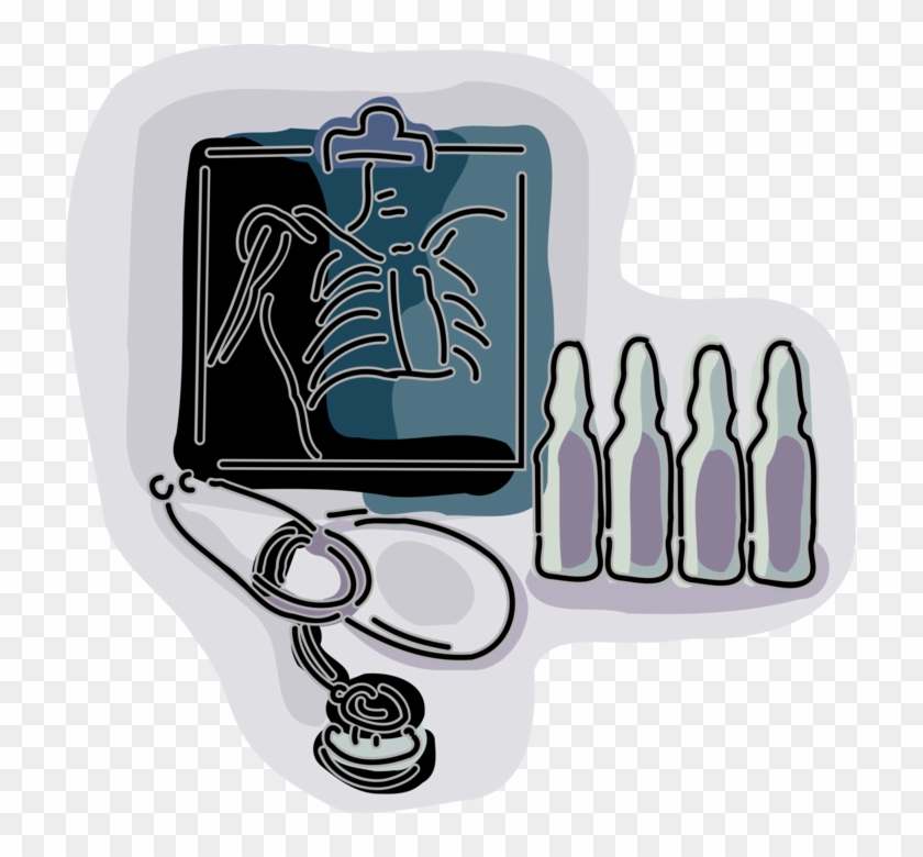 Vector Illustration Of X-ray And Physician Stethoscope - Illustration Clipart #3491678