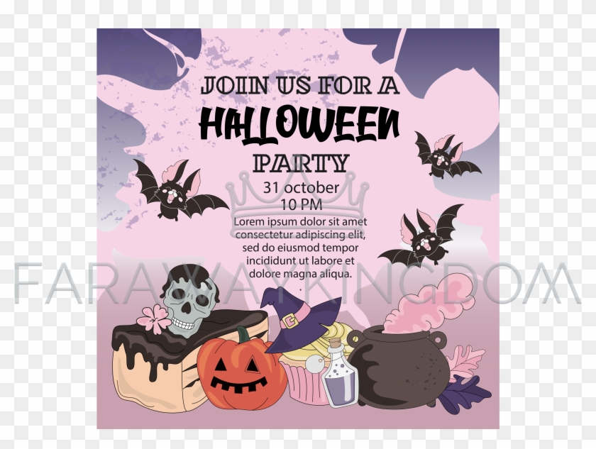 Join Us Halloween Cartoon Mystical Vector Illustration - Cartoon Clipart #3492399