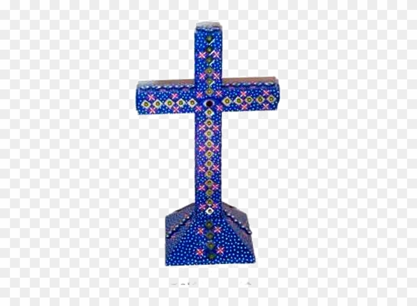 Cruz Azul Con Cuchis Y Flores - Cross Clipart