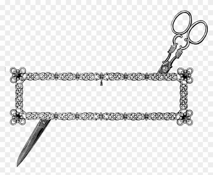 Sewing Scissors Decorative Frame Downloads - Line Art Clipart
