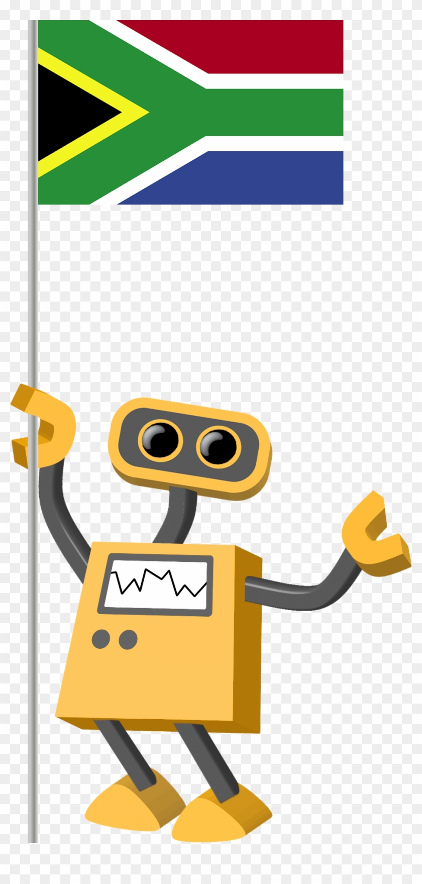 Flag Bot, South Africa - Robot Holding Flag Clipart #3494383