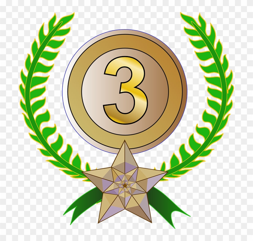 Award, Trophy, Laurel Wreath, 3rd, Third Place, Success - Third Place Clipart #3494481