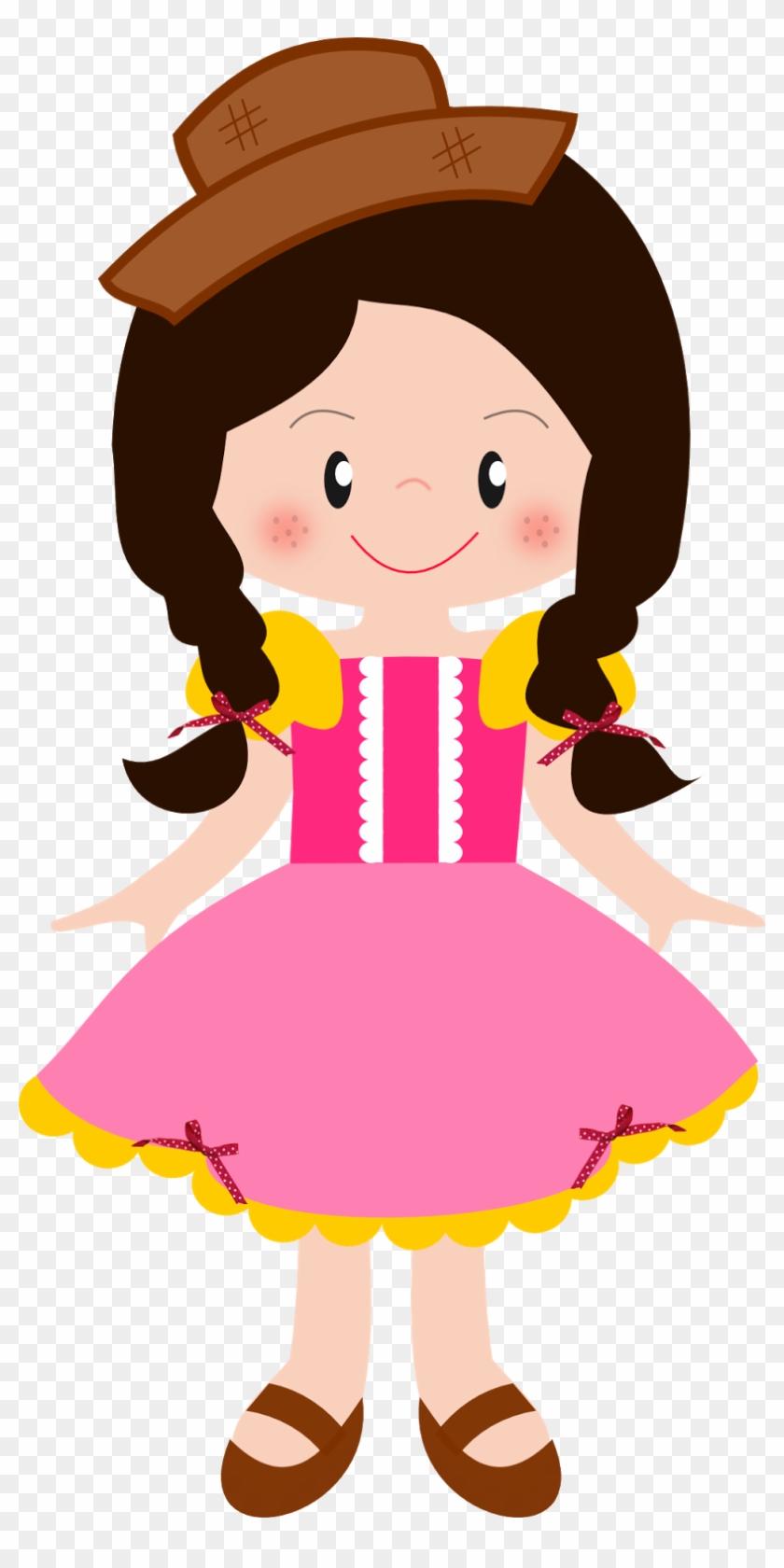 Menina Caipira Cute Montando Minha Festa - Menina São João Clipart #3494482