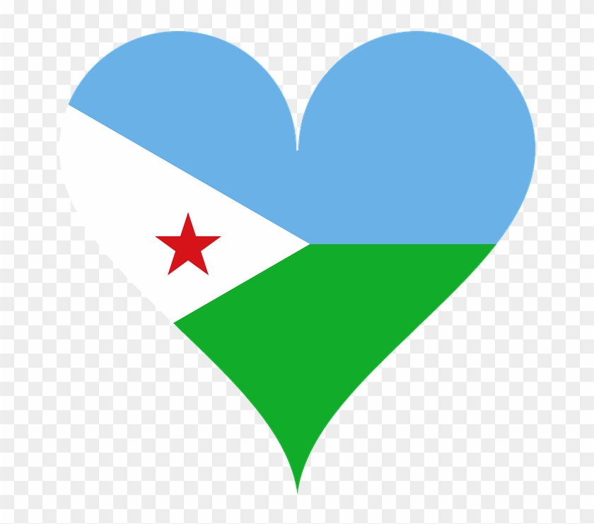 Heart Love Flag Djibouti Star Africa East Africa - Djibouti Flag Love Clipart