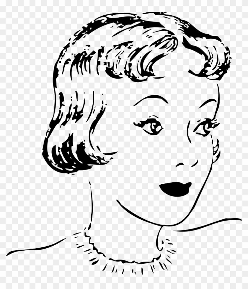 Girls Hair Style 1 Clipart, Vector Clip Art Online, - Short Hair Girl Clipart Black White - Png Download