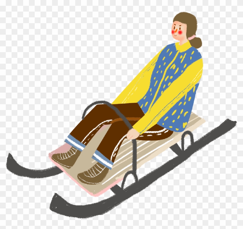 Hand Drawn Retro Girl Winter Png And Psd - Psd Clipart #3495874
