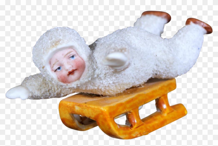 Antique Snow Baby 'child On Sled' - Luge Clipart #3496190