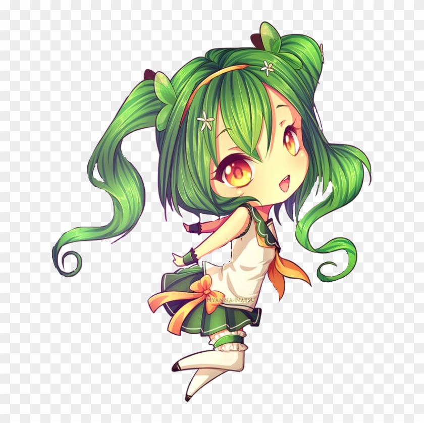 Chibi Sticker - Chibi Girl With Green Hair Clipart