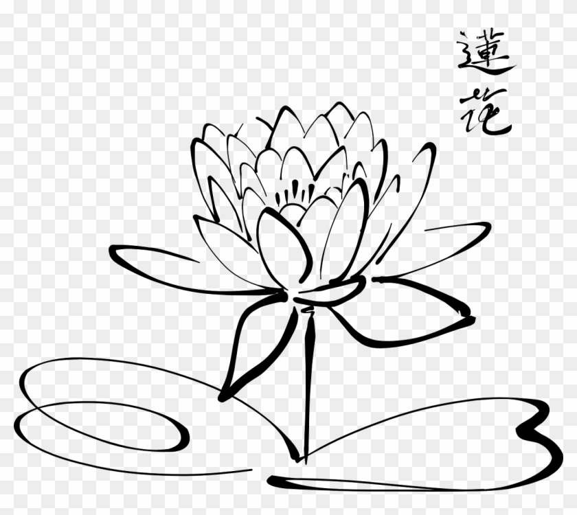 Lotus Flower Calligraphy - Flowers Outline Clipart #3497602