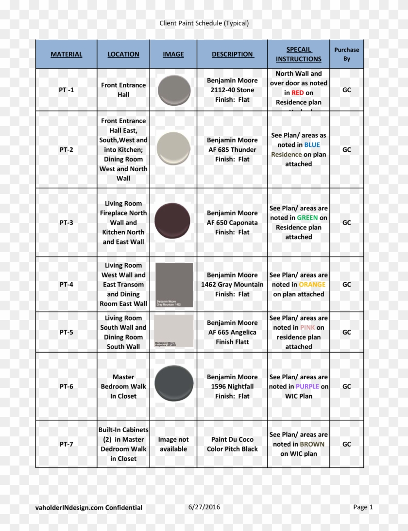 Client Paint Schedule -1 Png Clipart