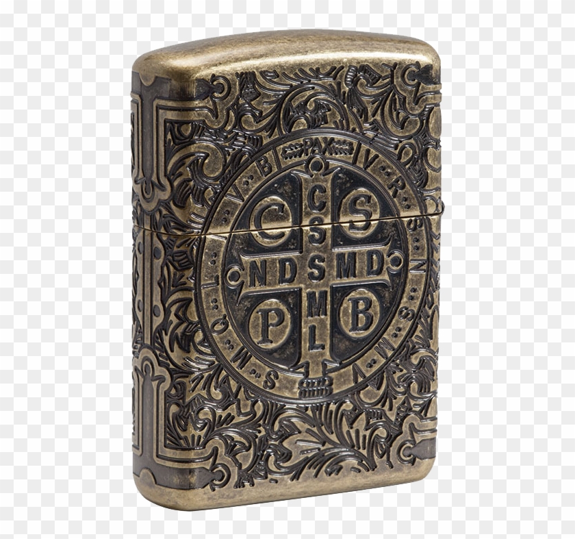 Lighter St Benedict Medal Armor Antique Brass - Lighter Clipart #3498779