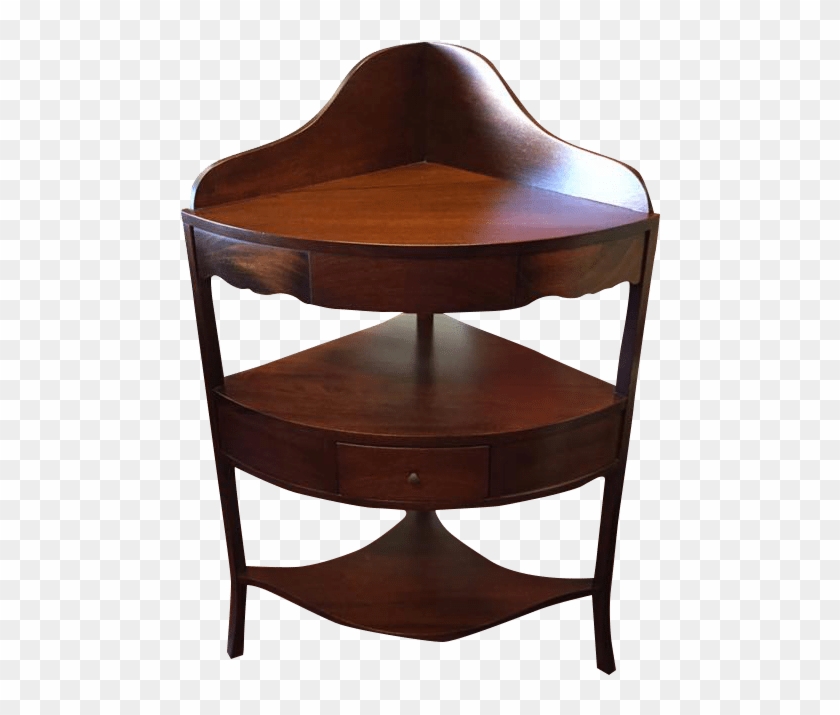 Vintage Mahogany Corner Shelf Table, Corner Table With Shelves