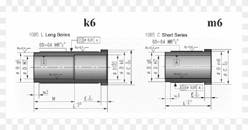 1005 Headed Guide Bush - Technical Drawing Clipart