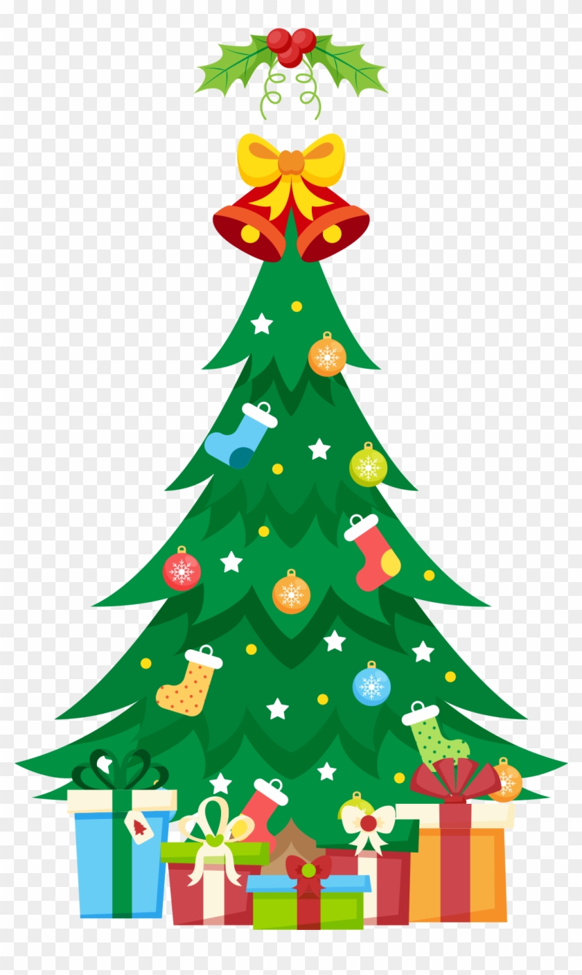 Traditional Christmas Tree With Gifts Clipart Png Image - Christmas Tree Transparent Png