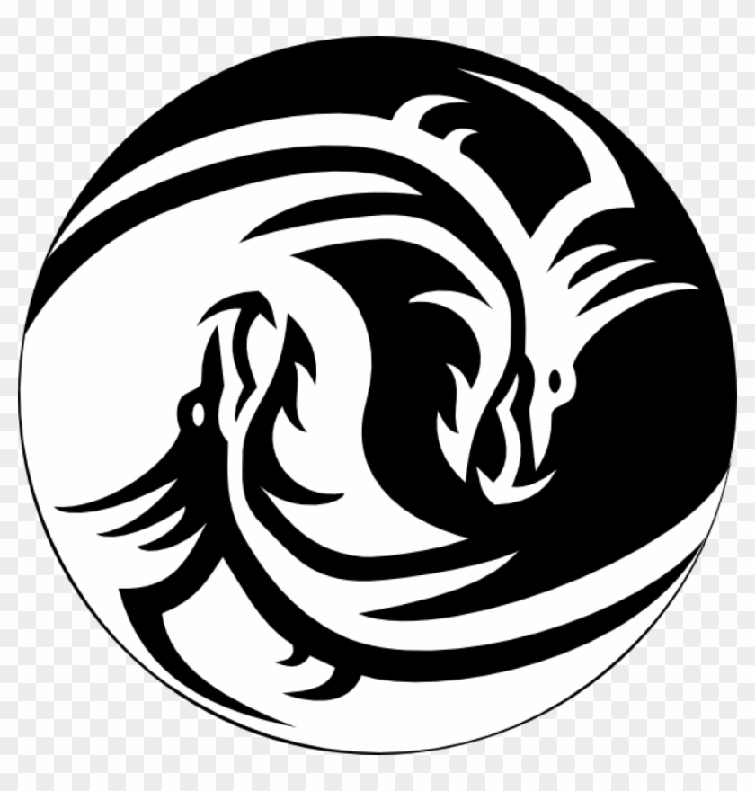 Dragon Clipart Black And White Yin Yang Large Clip - Yin Yang Symbol Dragon - Png Download