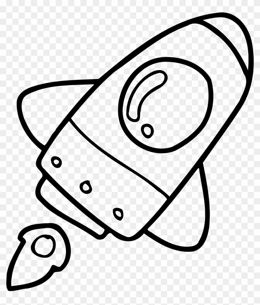 Big Image - Rocket Ship Clipart Black And White - Png Download