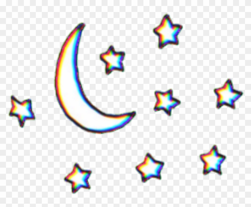Moon Stars Star Tumblr Glitch Glitchy - Moon And Stars Transparent Clipart