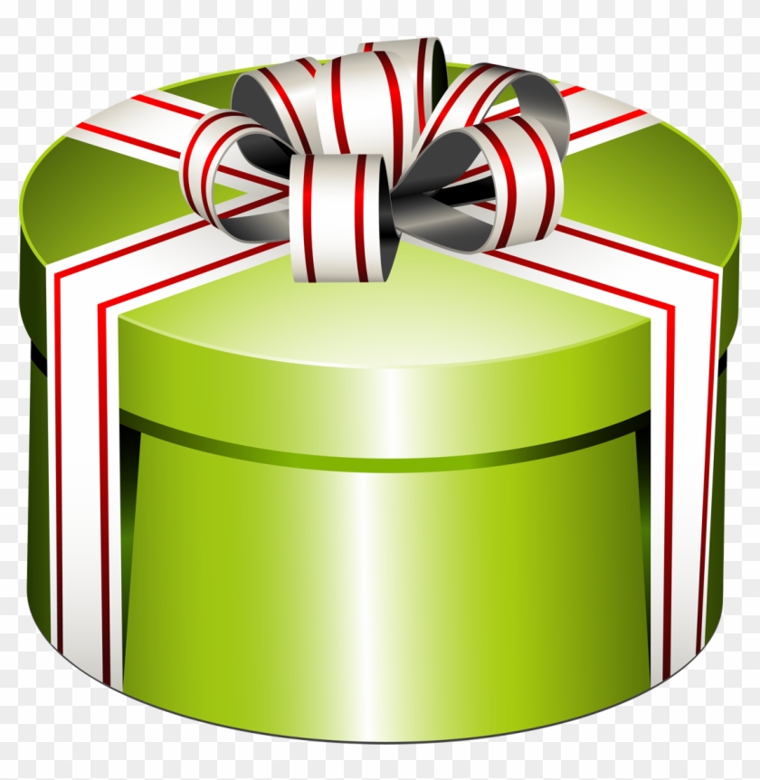 Green Round Present Box With Bow Png Clipartu200b Gallery - Round Gift Box Clipart Transparent Png