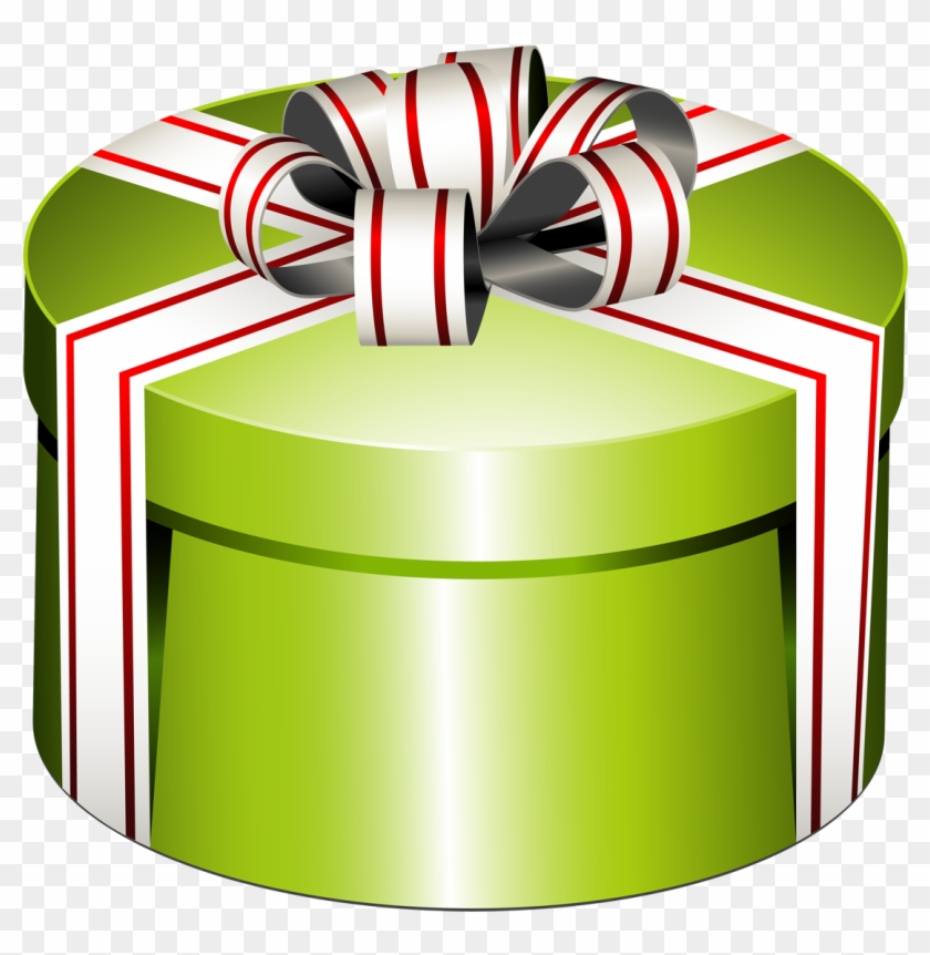 Green Round Present Box With Bow Png Clipartu200b Gallery - Round Gift Box Clipart Transparent Png #351294