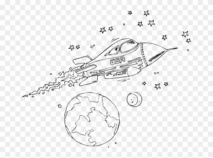 Usa Rocketship - Rocket Ship Coloring Pages Clipart