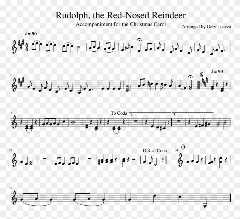 Rudolph, The Red-nosed Reindeer - Havana Trumpet Sheet Music Clipart