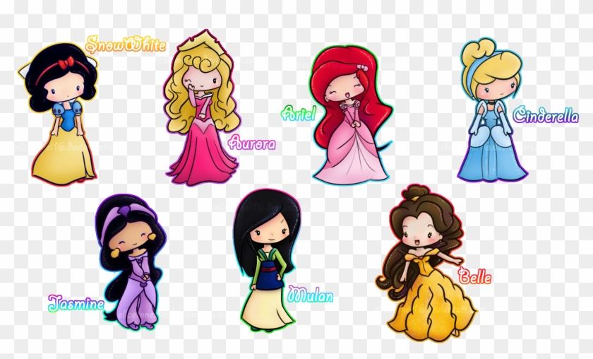 Disney Princesses Clipart 3 Princess - Cute Drawings Of Disney Princesses Chibi - Png Download
